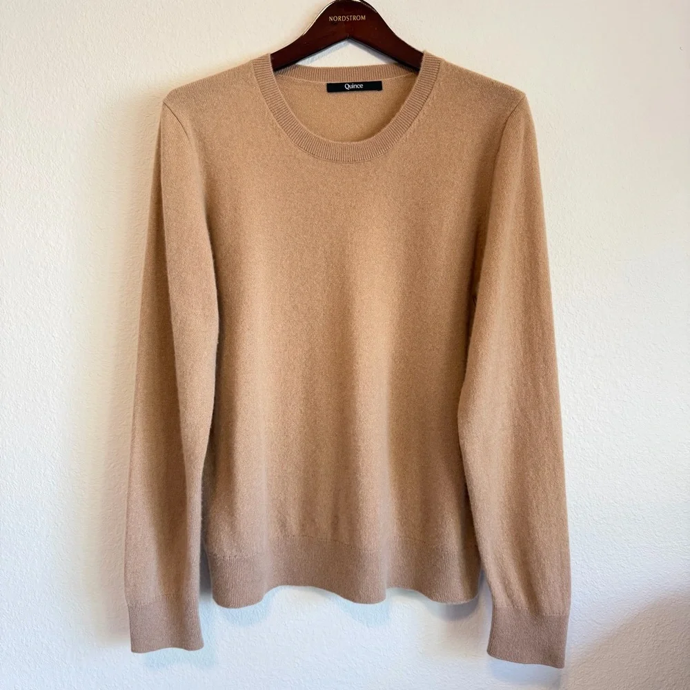 Quince Cashmere pullover sweater, camel color size XL - Picture 7 of 13